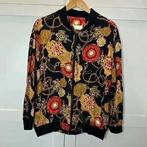 Vintage Silhouettes Bomber Gold Jacket Size: 16
